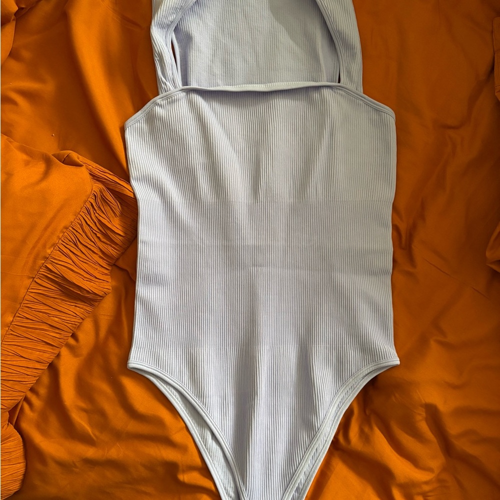 Lavender Ribbed Halter Bodysuit - Women